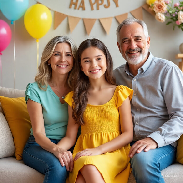 A loving father, mother and smiling daughter