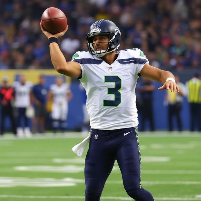 Sam Darnold celebrates with Jaxon Smith-Njigba after the game-winning two-point conversion against the Rams at Lumen Field.