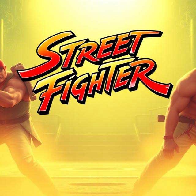 Logo of Street Fighter featuring two iconic characters in a dynamic pose against a yellow background.