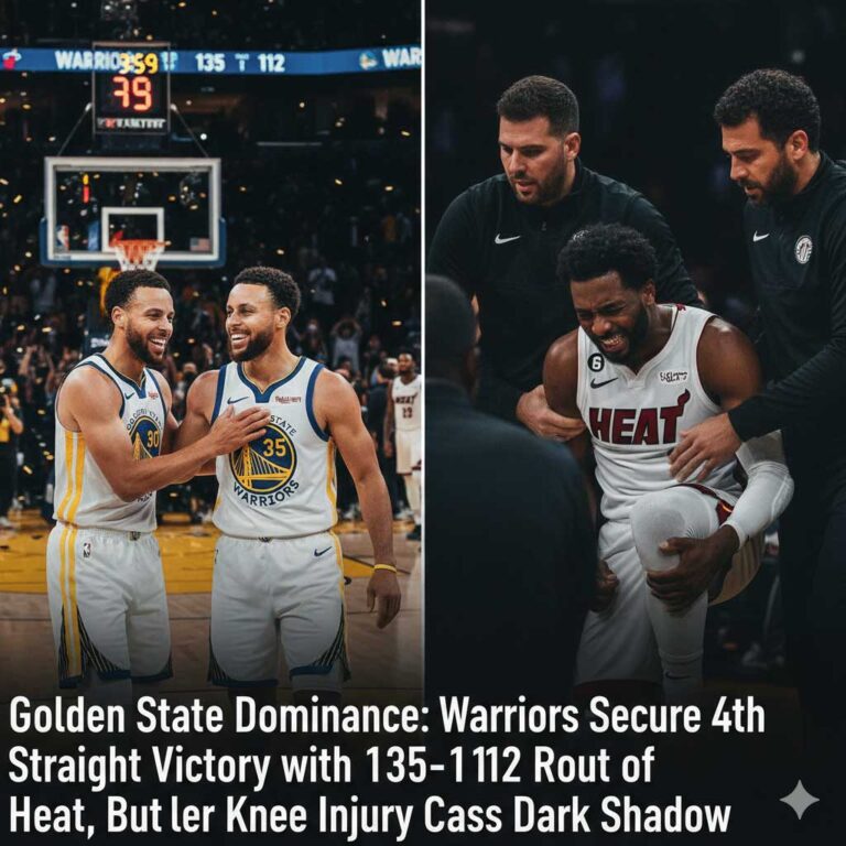 Golden State Dominance: Warriors Secure 4th Straight Victory with 135-112 Rout of Heat, but Butler Knee Injury Casts Dark Shadow