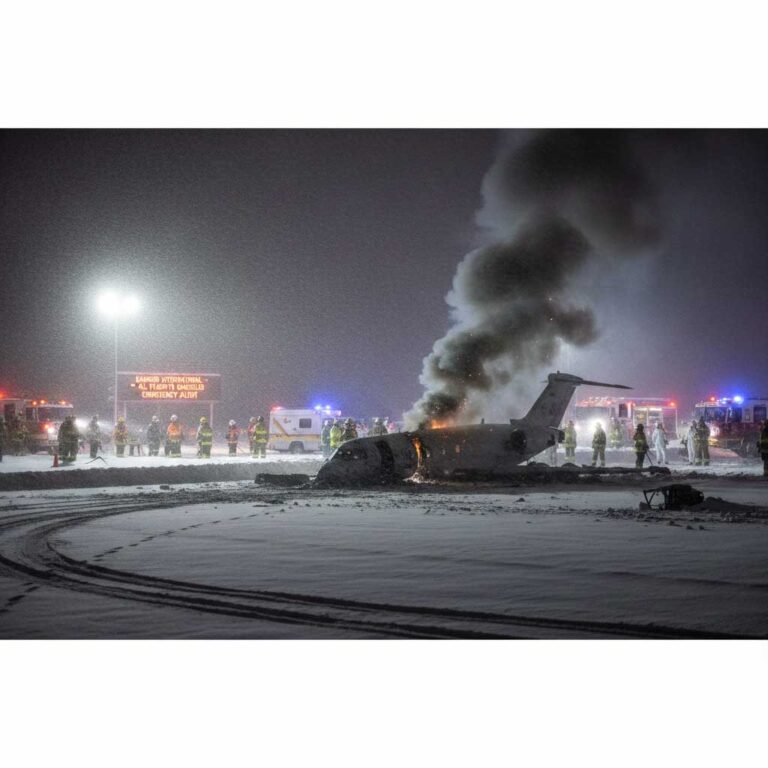 At Maine Airport, Private Jet Carrying Eight Crashes and Bursts into Flames at Bangor International