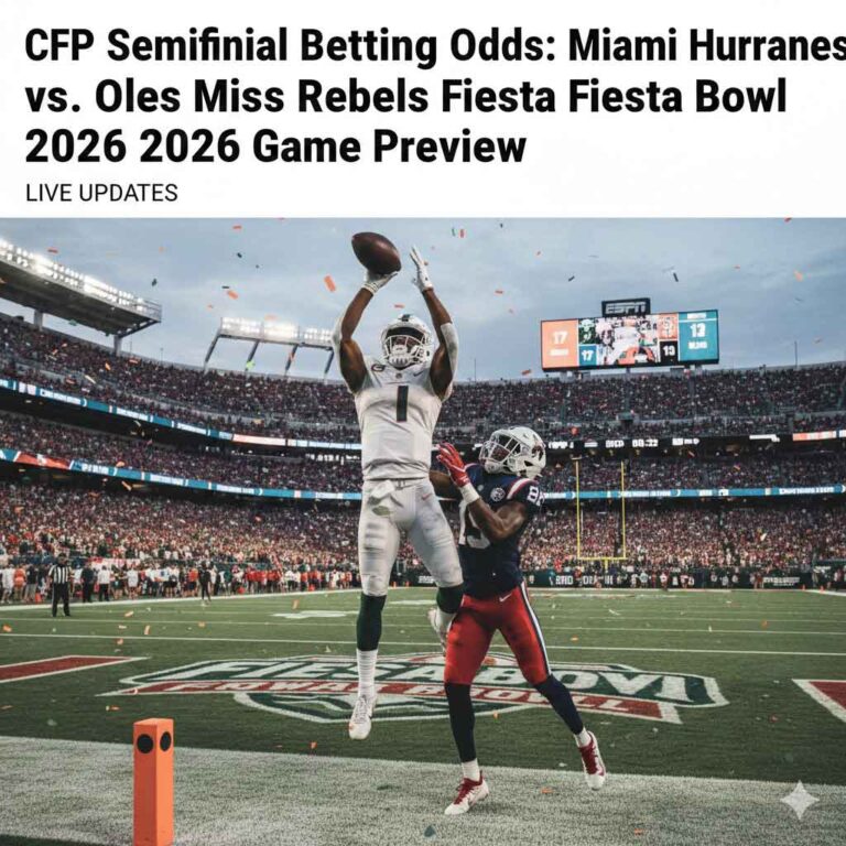 Carson Beck passing for Miami Hurricanes vs Ole Miss Rebels at 2026 Fiesta Bowl CFP Semifinal.