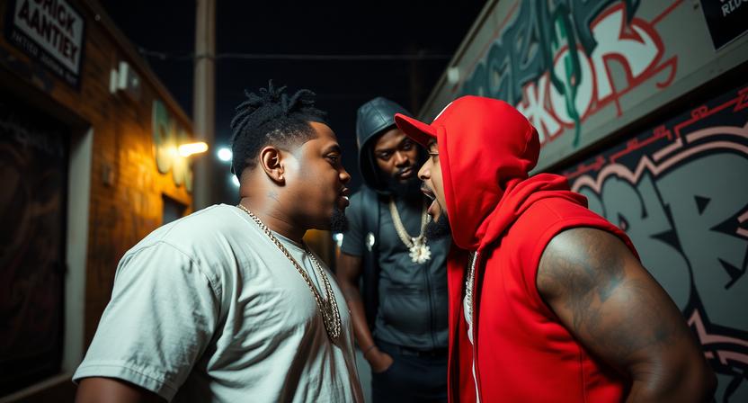 a dramatic street scene capturing the intense moment