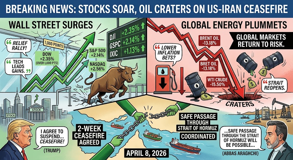 Stock Market Today: Dow, S&P 500, Nasdaq Futures Soar After Surprise Two-Week Ceasefire Deal