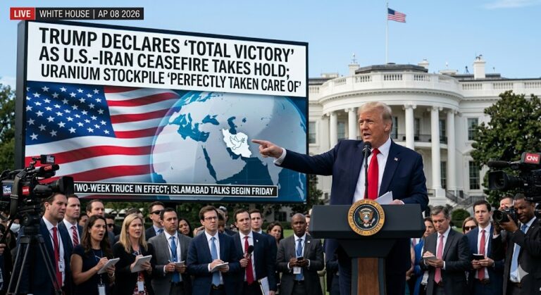 TRUMP DECLARES TOTAL VICTOR