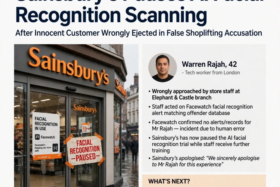 Sainsbury’s Pauses AI Facial Recognition Scanning After Innocent Customer Wrongly Ejected in False Shoplifting Accusation